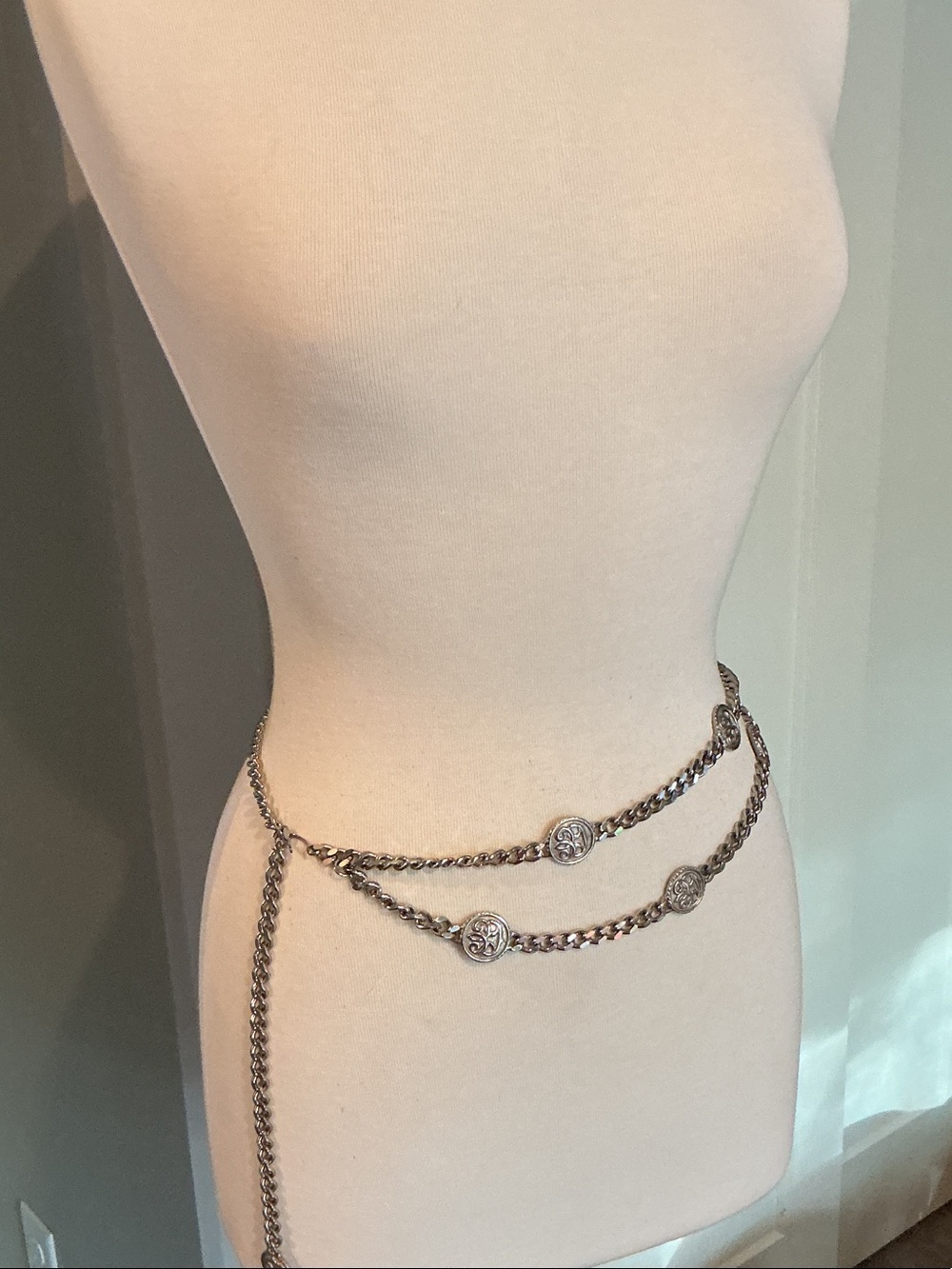 Layered Silver Coin Chain Waist Belt - Picture 2 of 5